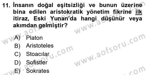 Siyaset Bilimi Dersi 2024 - 2025 Yılı (Vize) Ara Sınav Soruları 11. Soru