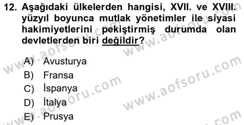 Siyaset Bilimi Dersi 2024 - 2025 Yılı (Vize) Ara Sınav Soruları 12. Soru