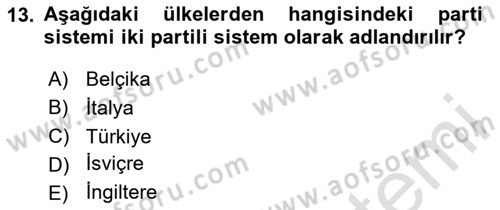 Siyaset Bilimi Dersi 2024 - 2025 Yılı (Final) Dönem Sonu Sınav Soruları 13. Soru