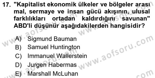 Siyaset Bilimi Dersi 2024 - 2025 Yılı (Final) Dönem Sonu Sınav Soruları 17. Soru