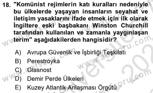 Siyaset Bilimi Dersi 2024 - 2025 Yılı (Final) Dönem Sonu Sınav Soruları 18. Soru