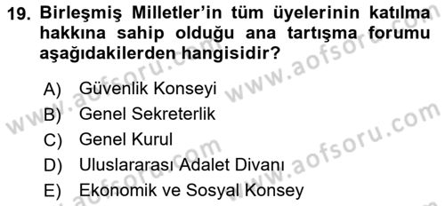 Siyaset Bilimi Dersi 2024 - 2025 Yılı (Final) Dönem Sonu Sınav Soruları 19. Soru
