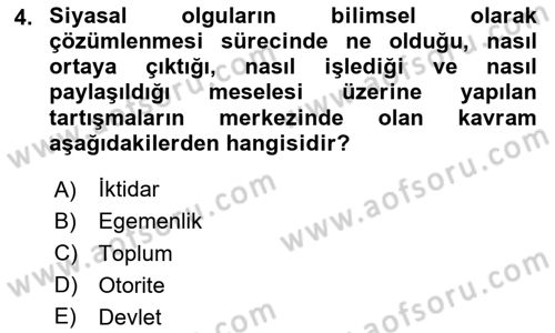 Siyaset Bilimi Dersi 2024 - 2025 Yılı (Final) Dönem Sonu Sınav Soruları 4. Soru