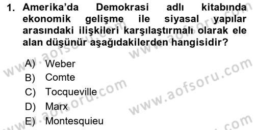 Siyaset Bilimi Dersi 2025 - 2026 Yılı (Vize) Ara Sınav Soruları 1. Soru