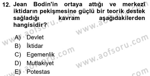 Siyaset Bilimi Dersi 2025 - 2026 Yılı (Vize) Ara Sınav Soruları 12. Soru