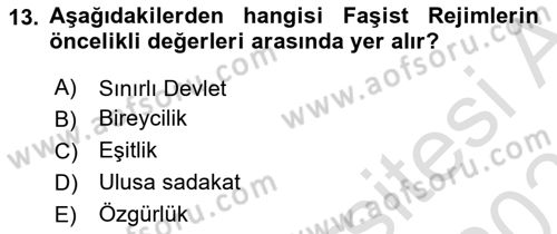 Siyaset Bilimi Dersi 2025 - 2026 Yılı (Vize) Ara Sınav Soruları 13. Soru