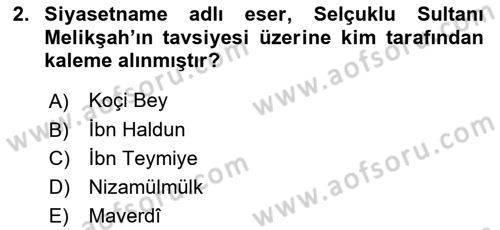 Siyaset Bilimi Dersi 2025 - 2026 Yılı (Vize) Ara Sınav Soruları 2. Soru