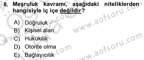 Siyaset Bilimi Dersi 2025 - 2026 Yılı (Vize) Ara Sınav Soruları 8. Soru