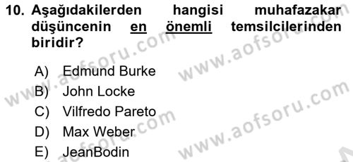 Siyaset Bilimi Dersi 2025 - 2026 Yılı (Final) Dönem Sonu Sınav Soruları 10. Soru