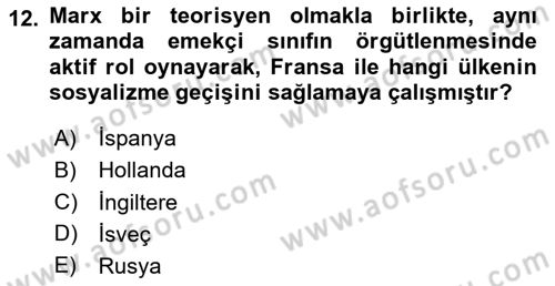 Siyaset Bilimi Dersi 2025 - 2026 Yılı (Final) Dönem Sonu Sınav Soruları 12. Soru