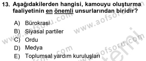 Siyaset Bilimi Dersi 2025 - 2026 Yılı (Final) Dönem Sonu Sınav Soruları 13. Soru