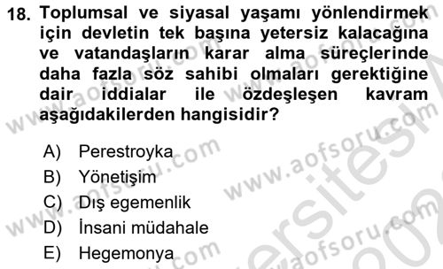 Siyaset Bilimi Dersi 2025 - 2026 Yılı (Final) Dönem Sonu Sınav Soruları 18. Soru