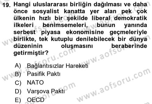 Siyaset Bilimi Dersi 2025 - 2026 Yılı (Final) Dönem Sonu Sınav Soruları 19. Soru