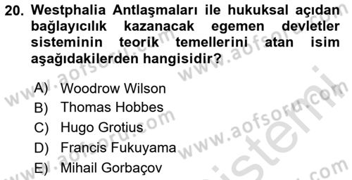 Siyaset Bilimi Dersi 2025 - 2026 Yılı (Final) Dönem Sonu Sınav Soruları 20. Soru