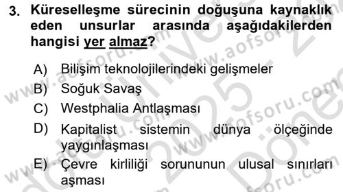Siyaset Bilimi Dersi 2025 - 2026 Yılı (Final) Dönem Sonu Sınav Soruları 3. Soru