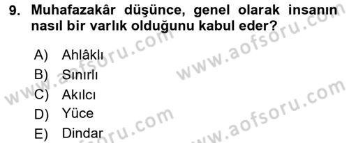 Siyaset Bilimi Dersi 2025 - 2026 Yılı (Final) Dönem Sonu Sınav Soruları 9. Soru