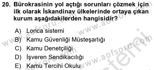 Siyaset Bilimi Dersi 2025 - 2026 Yılı Yaz Okulu Sınav Soruları 20. Soru