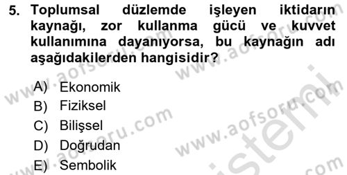 Siyaset Bilimi Dersi 2025 - 2026 Yılı Yaz Okulu Sınav Soruları 5. Soru