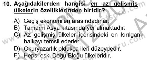 Gelişmekte Olan Ülkelerde Siyaset Dersi 2012 - 2013 Yılı (Vize) Ara Sınav Soruları 10. Soru