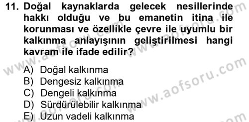 Gelişmekte Olan Ülkelerde Siyaset Dersi 2012 - 2013 Yılı (Vize) Ara Sınav Soruları 11. Soru