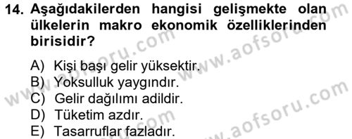 Gelişmekte Olan Ülkelerde Siyaset Dersi 2012 - 2013 Yılı (Vize) Ara Sınav Soruları 14. Soru