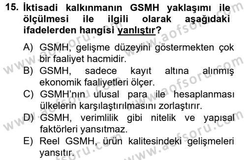 Gelişmekte Olan Ülkelerde Siyaset Dersi 2012 - 2013 Yılı (Vize) Ara Sınav Soruları 15. Soru