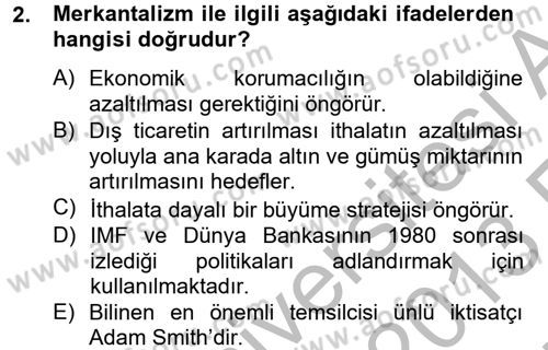 Gelişmekte Olan Ülkelerde Siyaset Dersi 2012 - 2013 Yılı (Vize) Ara Sınav Soruları 2. Soru