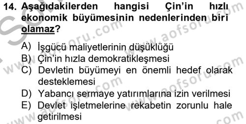 Gelişmekte Olan Ülkelerde Siyaset Dersi 2012 - 2013 Yılı (Final) Dönem Sonu Sınav Soruları 14. Soru