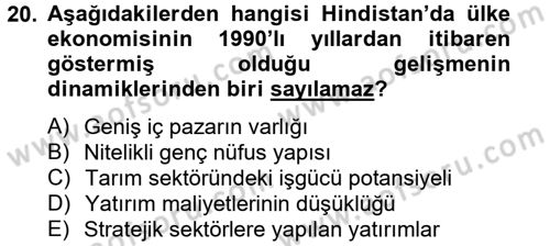 Gelişmekte Olan Ülkelerde Siyaset Dersi 2012 - 2013 Yılı (Final) Dönem Sonu Sınav Soruları 20. Soru
