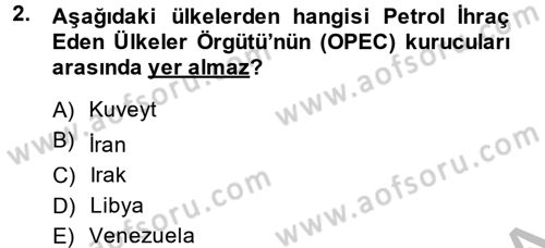 Gelişmekte Olan Ülkelerde Siyaset Dersi 2013 - 2014 Yılı (Final) Dönem Sonu Sınav Soruları 2. Soru