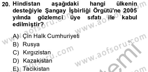 Gelişmekte Olan Ülkelerde Siyaset Dersi 2013 - 2014 Yılı (Final) Dönem Sonu Sınav Soruları 20. Soru