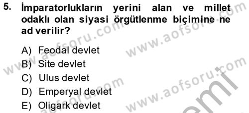 Gelişmekte Olan Ülkelerde Siyaset Dersi 2013 - 2014 Yılı (Final) Dönem Sonu Sınav Soruları 5. Soru