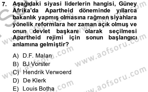 Gelişmekte Olan Ülkelerde Siyaset Dersi 2013 - 2014 Yılı (Final) Dönem Sonu Sınav Soruları 7. Soru