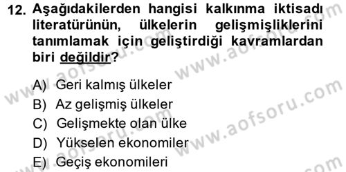 Gelişmekte Olan Ülkelerde Siyaset Dersi 2014 - 2015 Yılı (Vize) Ara Sınav Soruları 12. Soru