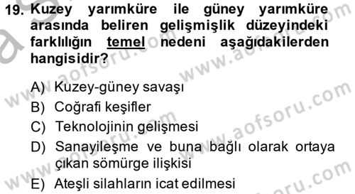 Gelişmekte Olan Ülkelerde Siyaset Dersi 2014 - 2015 Yılı (Vize) Ara Sınav Soruları 19. Soru