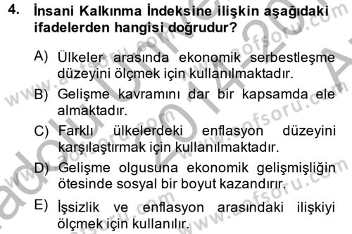 Gelişmekte Olan Ülkelerde Siyaset Dersi 2014 - 2015 Yılı (Vize) Ara Sınav Soruları 4. Soru
