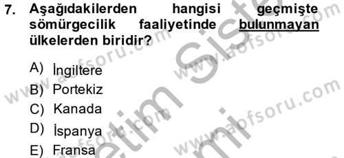 Gelişmekte Olan Ülkelerde Siyaset Dersi 2014 - 2015 Yılı (Vize) Ara Sınav Soruları 7. Soru