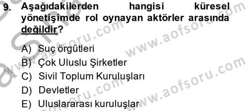 Gelişmekte Olan Ülkelerde Siyaset Dersi 2014 - 2015 Yılı (Vize) Ara Sınav Soruları 9. Soru