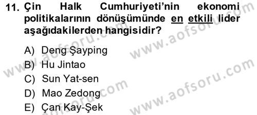 Gelişmekte Olan Ülkelerde Siyaset Dersi 2014 - 2015 Yılı (Final) Dönem Sonu Sınav Soruları 11. Soru