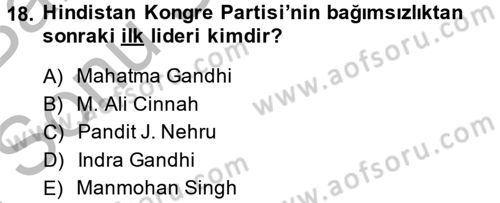 Gelişmekte Olan Ülkelerde Siyaset Dersi 2014 - 2015 Yılı (Final) Dönem Sonu Sınav Soruları 18. Soru