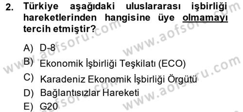 Gelişmekte Olan Ülkelerde Siyaset Dersi 2014 - 2015 Yılı (Final) Dönem Sonu Sınav Soruları 2. Soru