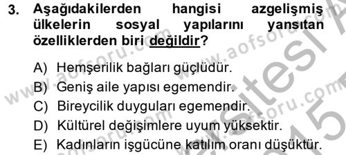 Gelişmekte Olan Ülkelerde Siyaset Dersi 2014 - 2015 Yılı (Final) Dönem Sonu Sınav Soruları 3. Soru