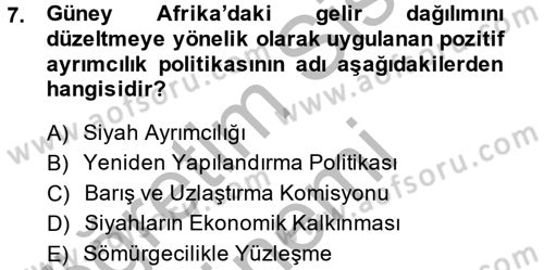 Gelişmekte Olan Ülkelerde Siyaset Dersi 2014 - 2015 Yılı (Final) Dönem Sonu Sınav Soruları 7. Soru