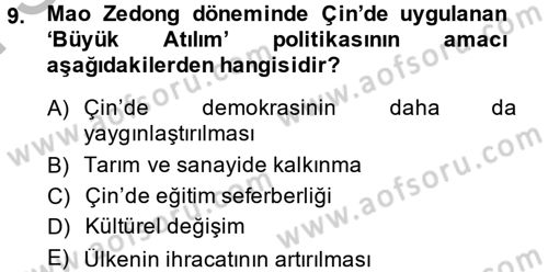 Gelişmekte Olan Ülkelerde Siyaset Dersi 2014 - 2015 Yılı (Final) Dönem Sonu Sınav Soruları 9. Soru
