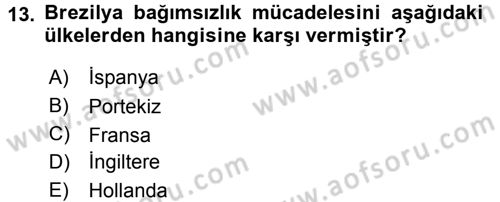 Gelişmekte Olan Ülkelerde Siyaset Dersi 2015 - 2016 Yılı (Final) Dönem Sonu Sınav Soruları 13. Soru