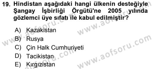 Gelişmekte Olan Ülkelerde Siyaset Dersi 2015 - 2016 Yılı (Final) Dönem Sonu Sınav Soruları 19. Soru