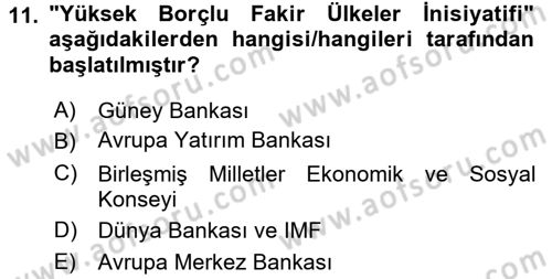 Gelişmekte Olan Ülkelerde Siyaset Dersi 2016 - 2017 Yılı (Vize) Ara Sınav Soruları 11. Soru