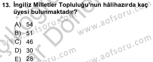 Gelişmekte Olan Ülkelerde Siyaset Dersi 2016 - 2017 Yılı (Vize) Ara Sınav Soruları 13. Soru