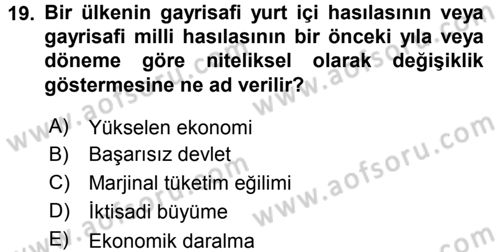 Gelişmekte Olan Ülkelerde Siyaset Dersi 2016 - 2017 Yılı (Vize) Ara Sınav Soruları 19. Soru