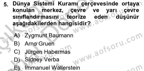 Gelişmekte Olan Ülkelerde Siyaset Dersi 2016 - 2017 Yılı (Vize) Ara Sınav Soruları 5. Soru